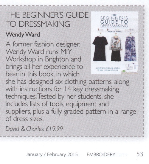 review of beginners guide to dressmaking in embroidery magazine